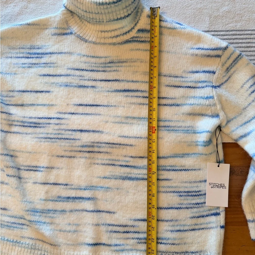 NWT Stitches & Stripes/Revolve Casey Aqua & White Turtleneck Sweater size SM/M